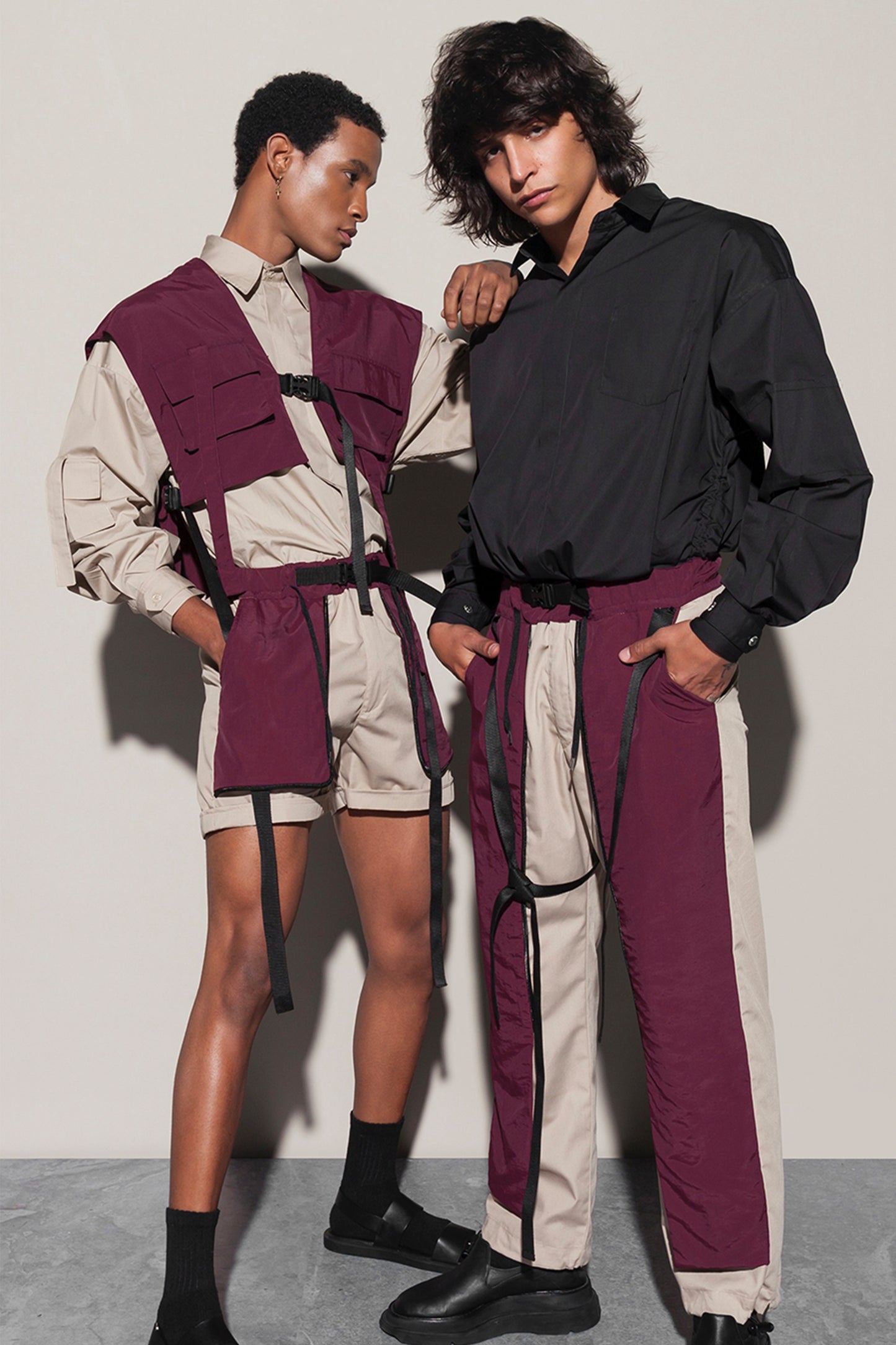 Burgundy & Khaki Cargo Pants